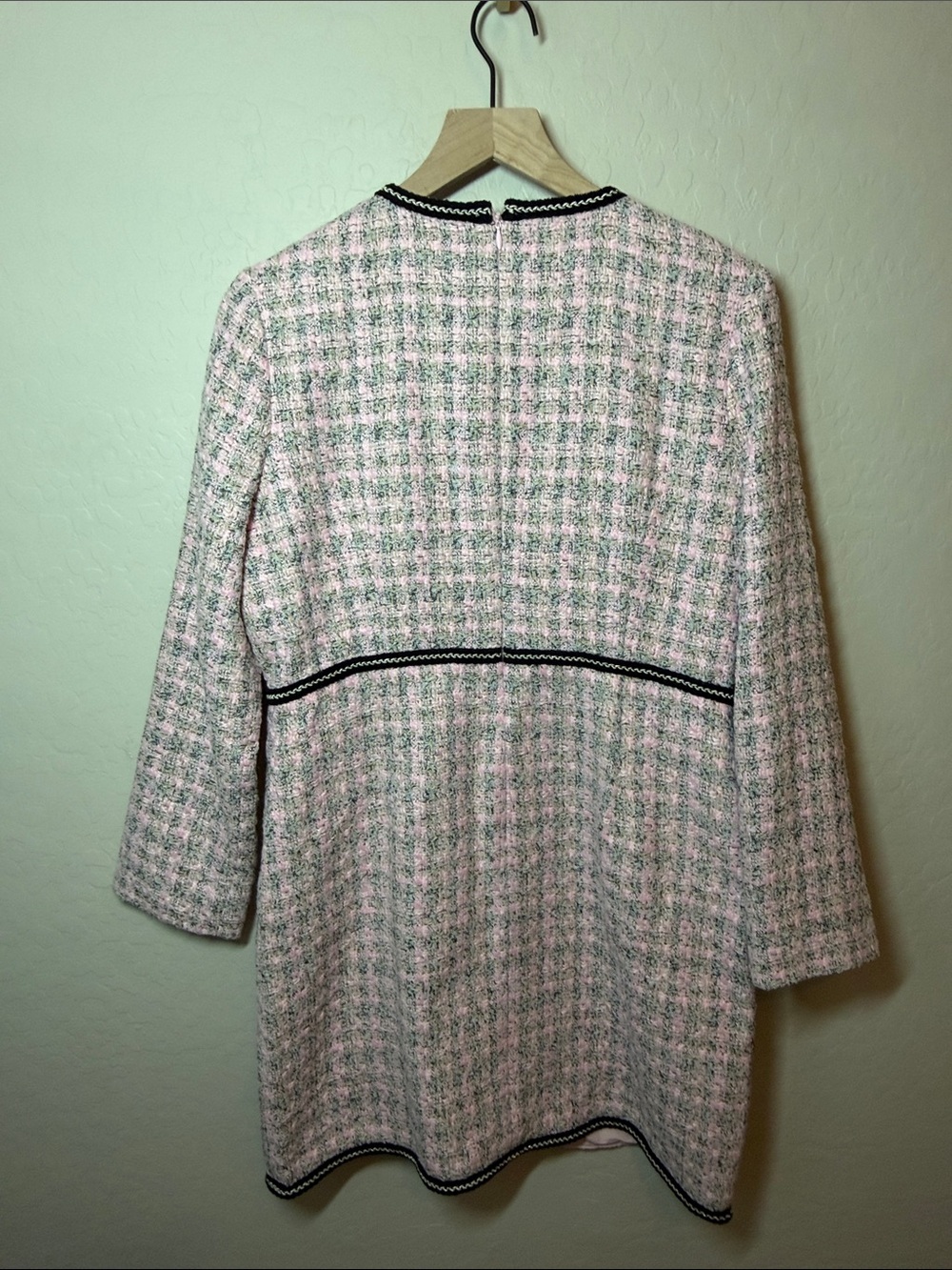 Tuckernuck x Pomander Place Brigitta Pink Tweed Long Sleeve Retro Dress Size L - Picture 4 of 4